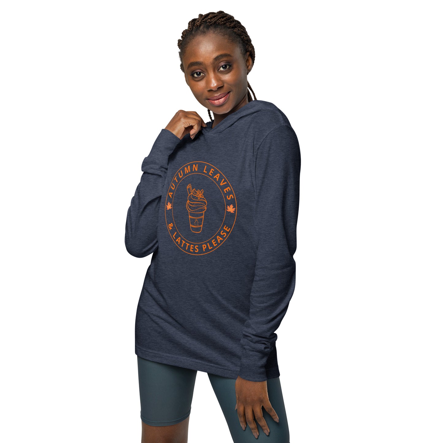 Autumn Leaves and Lattes Please Hooded Long-Sleeve Tee