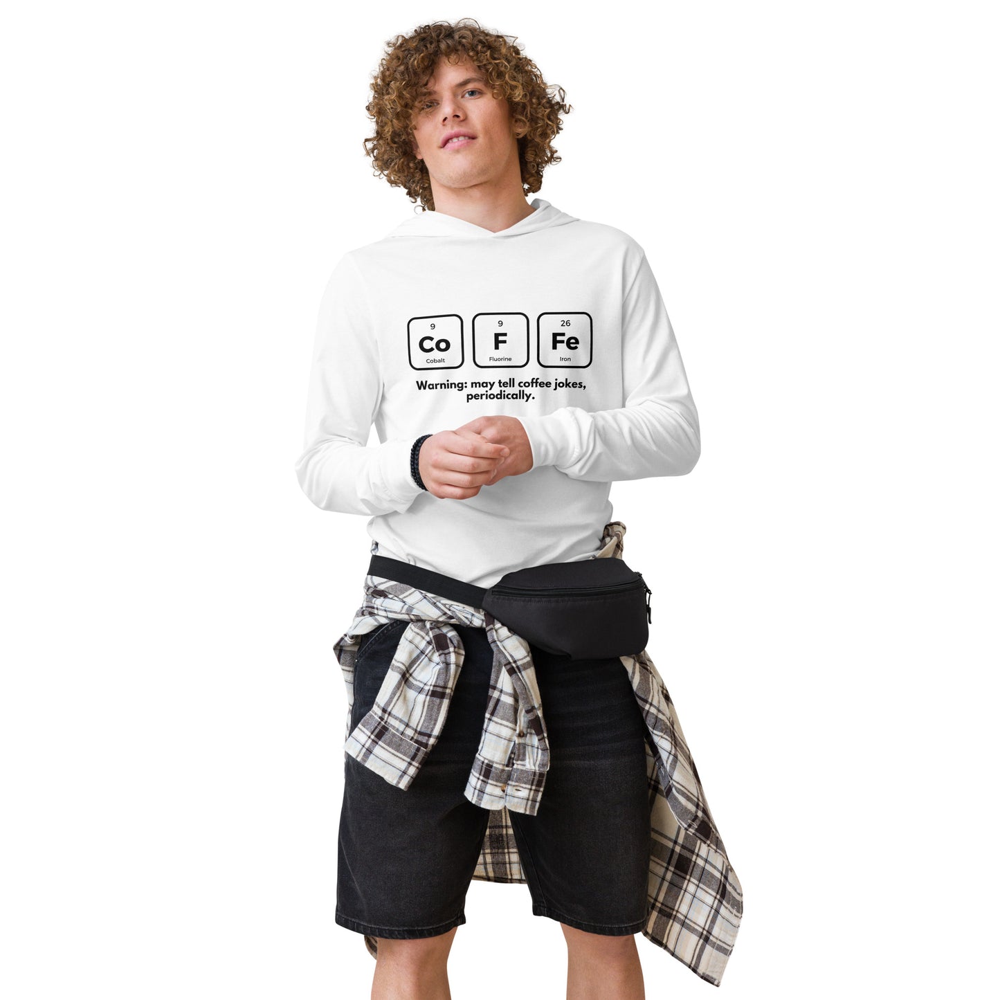 May Tell Coffee Jokes Periodically-Hooded Long Sleeve Tee