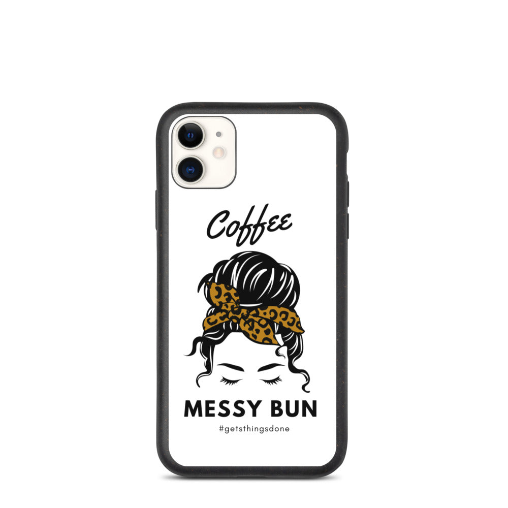 Coffee. Messy Bun #getsthingsdone Biodegradable iPhone Case