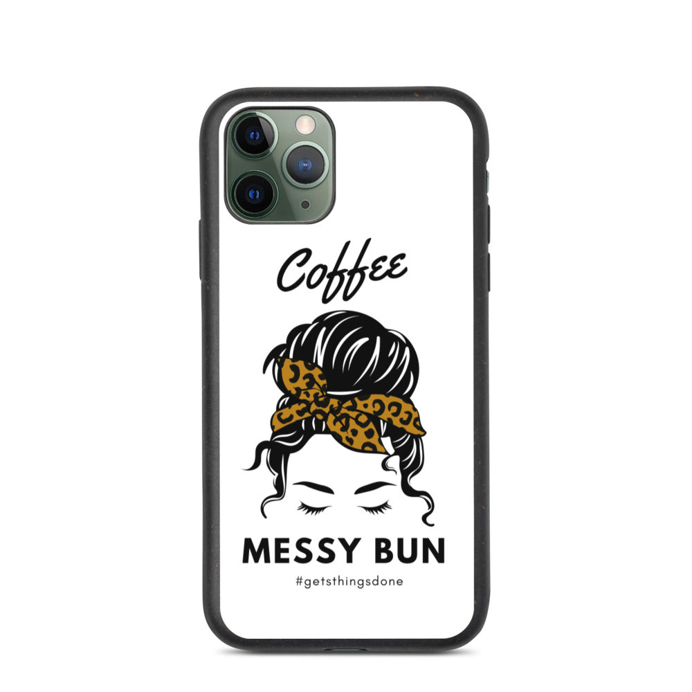 Coffee. Messy Bun #getsthingsdone Biodegradable iPhone Case