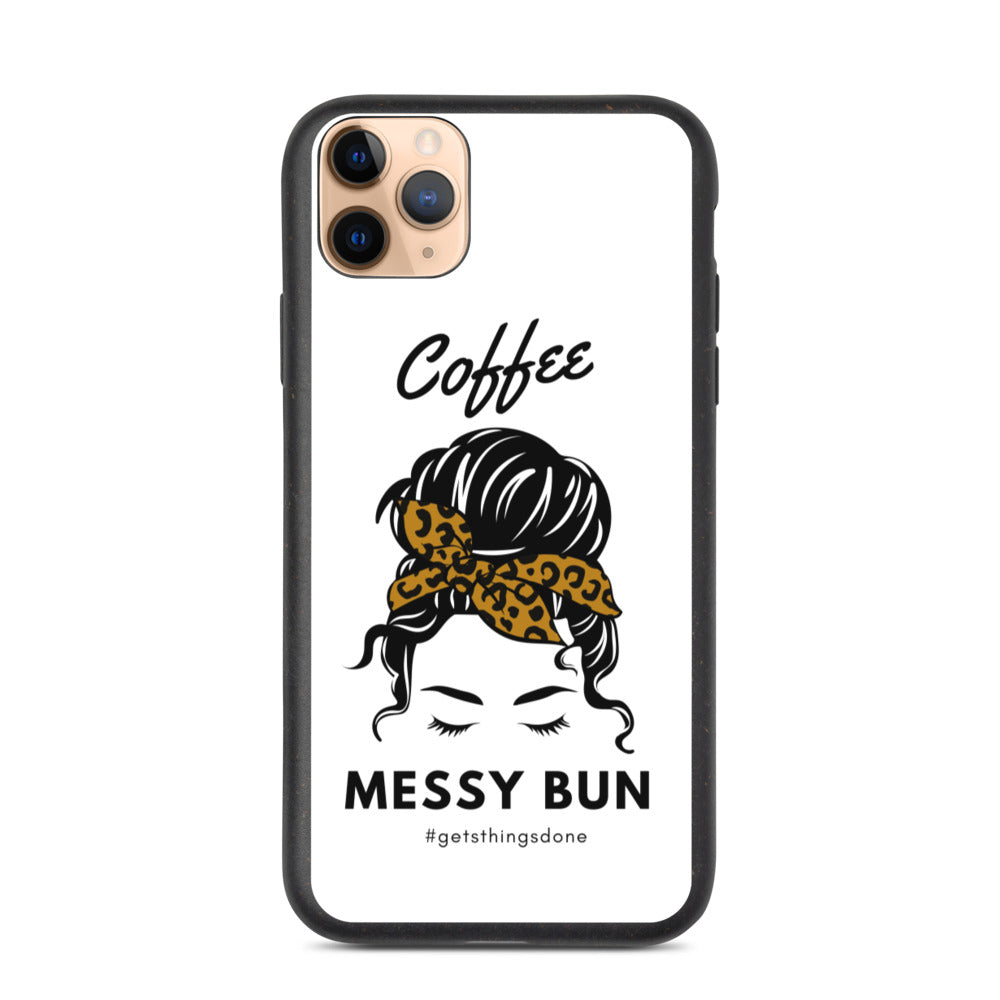 Coffee. Messy Bun #getsthingsdone Biodegradable iPhone Case