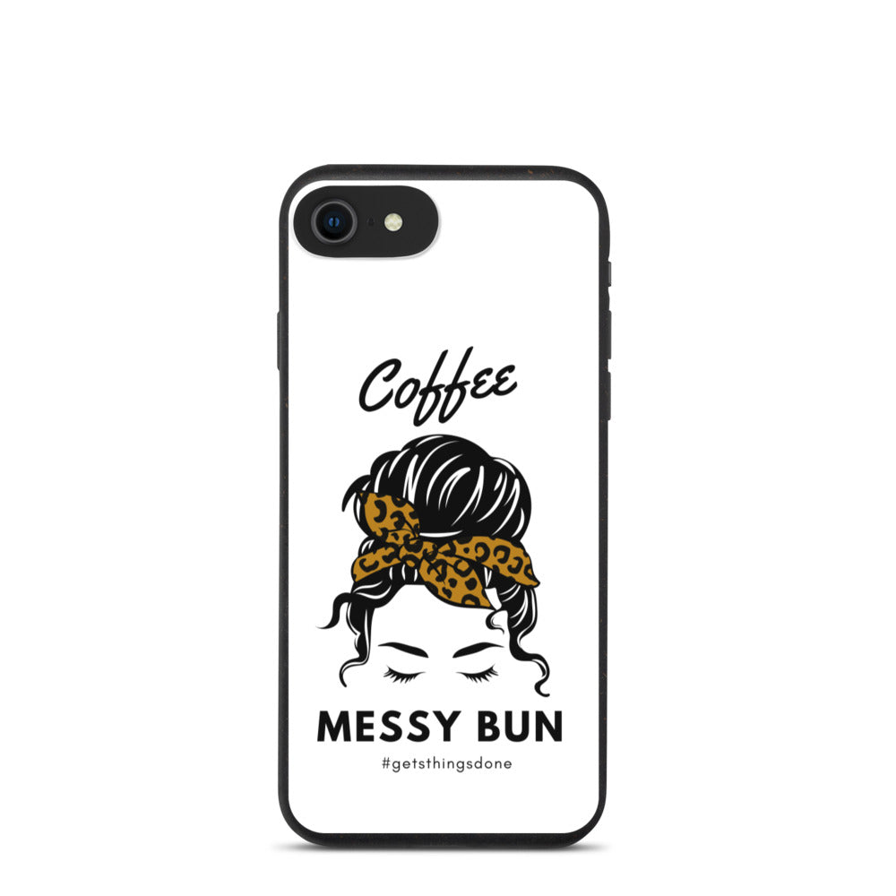Coffee. Messy Bun #getsthingsdone Biodegradable iPhone Case