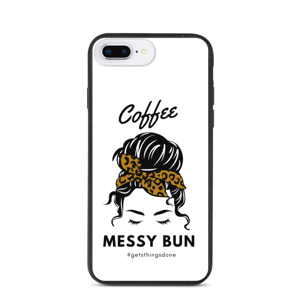 Coffee. Messy Bun #getsthingsdone Biodegradable iPhone Case