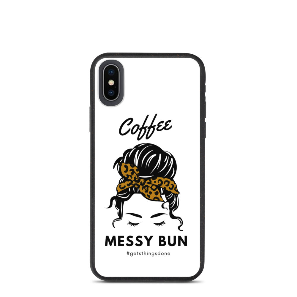 Coffee. Messy Bun #getsthingsdone Biodegradable iPhone Case