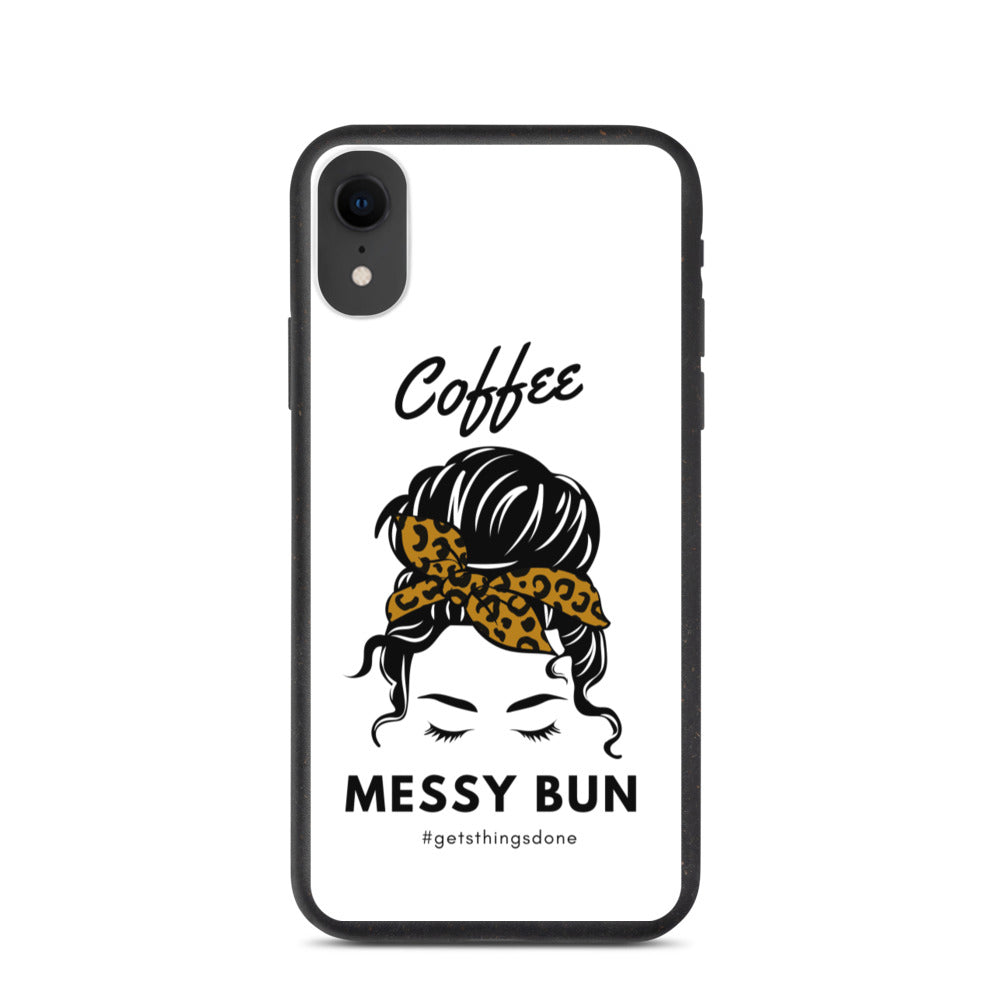 Coffee. Messy Bun #getsthingsdone Biodegradable iPhone Case