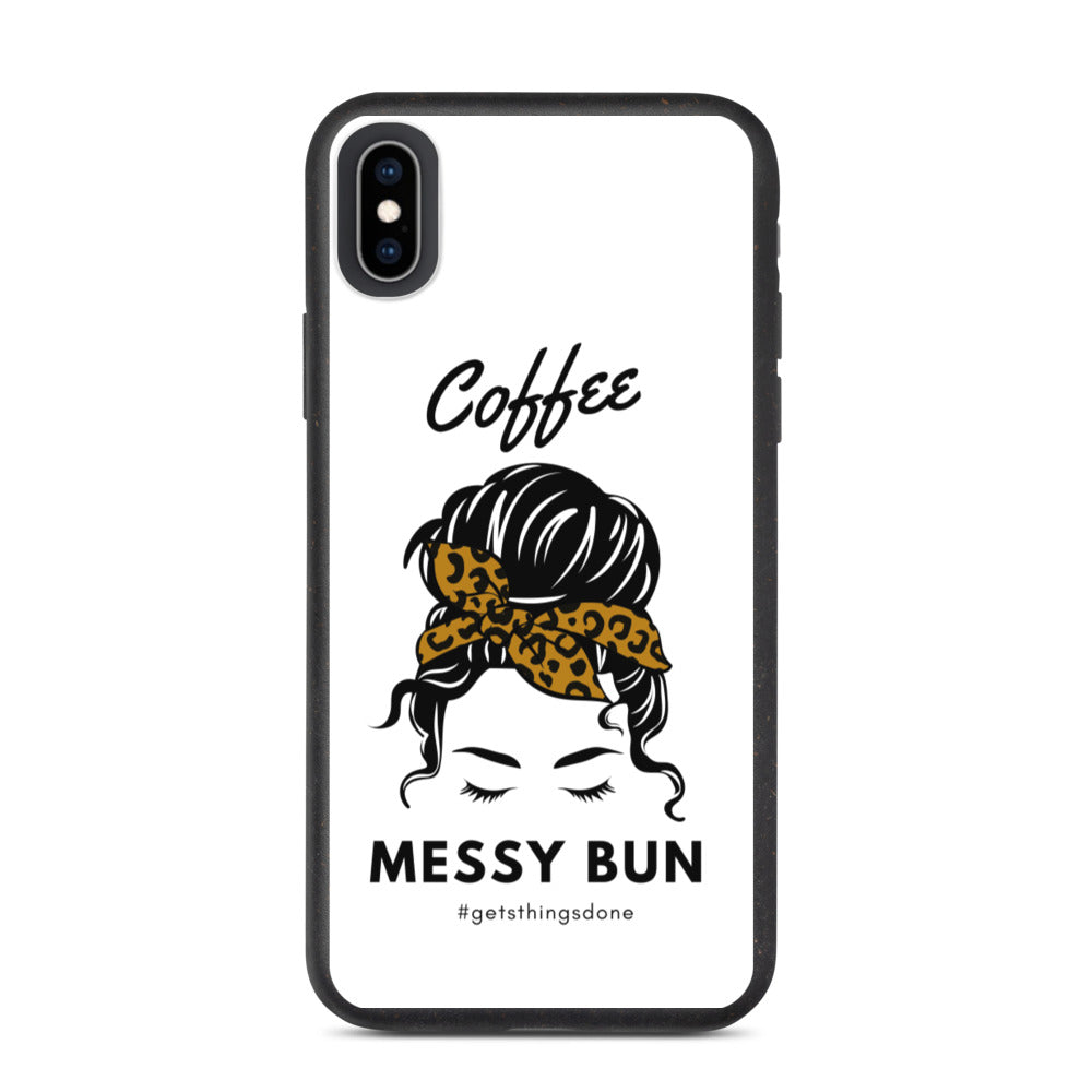 Coffee. Messy Bun #getsthingsdone Biodegradable iPhone Case