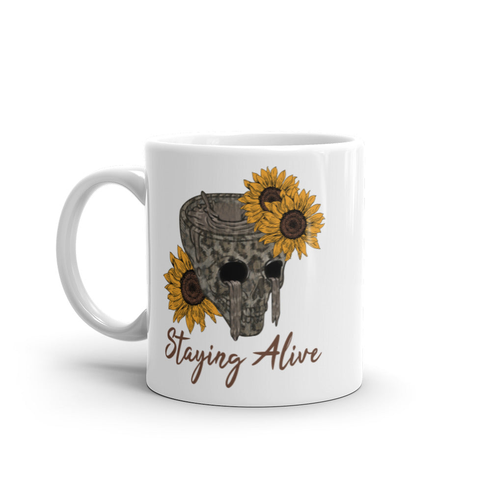 Staying Alive White Glossy Mug
