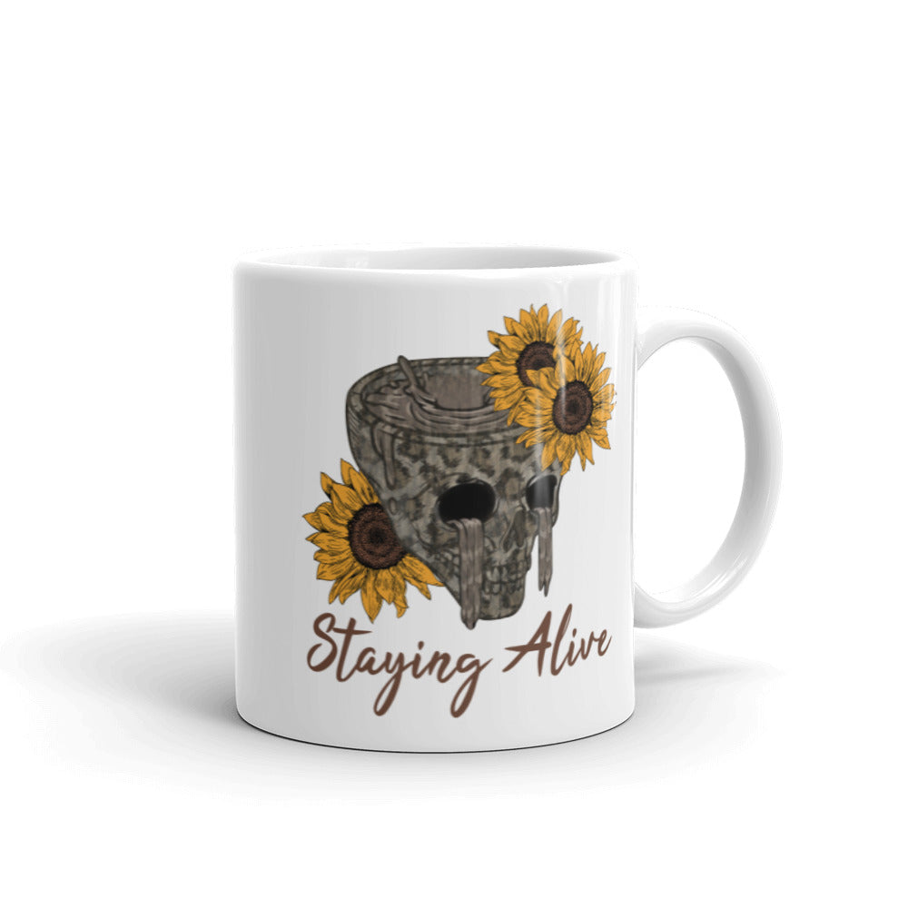 Staying Alive White Glossy Mug