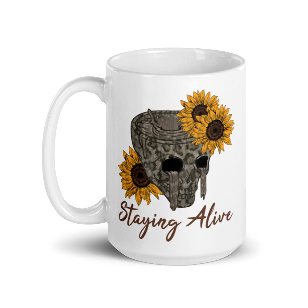 Staying Alive White Glossy Mug