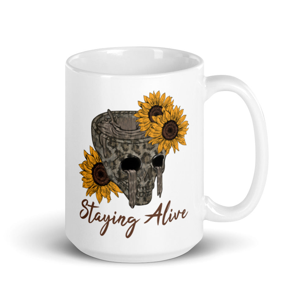 Staying Alive White Glossy Mug