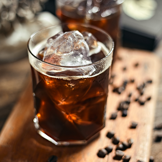 Glass of Canuck's Cold Brew coffee over ice.