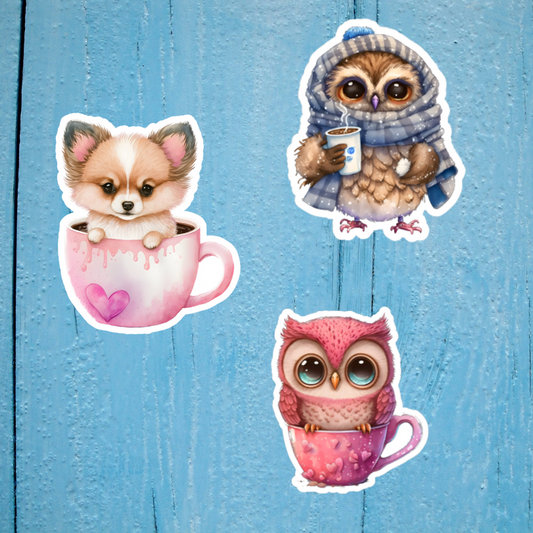 Cute and Caffeinated Sticker Trio