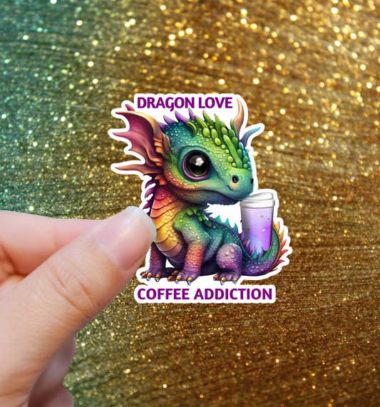 Rainbow Dragon Coffee Lover Sticker