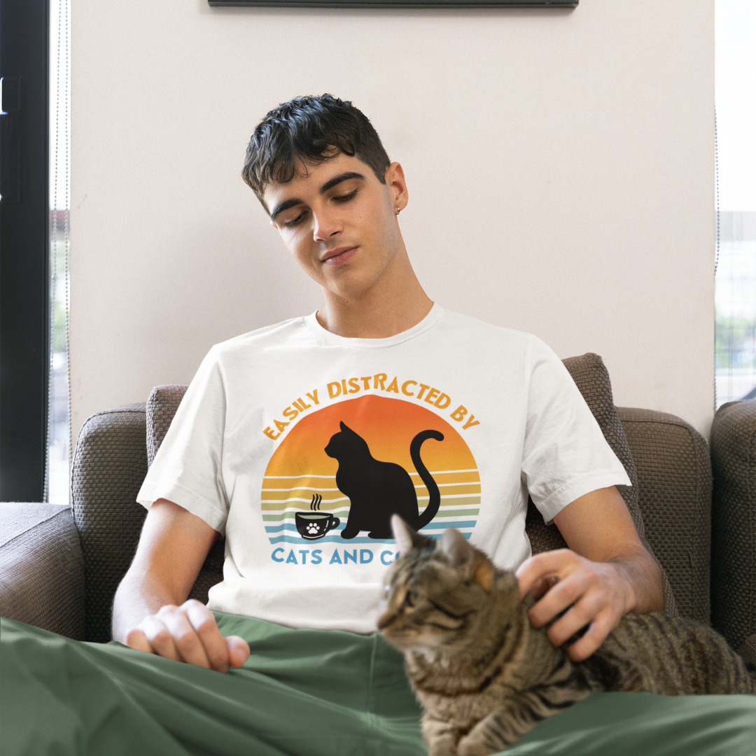 Easily Distracted by Cats and Coffee T-Shirt