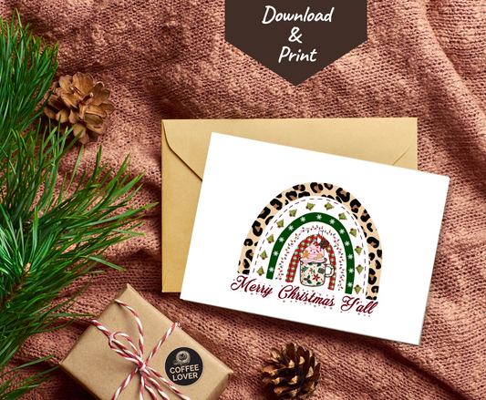Printable Christmas Card Instant Download 7x5 inch