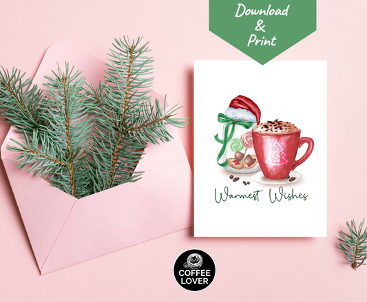 Printable Christmas Card Instant Download 7x5 inch