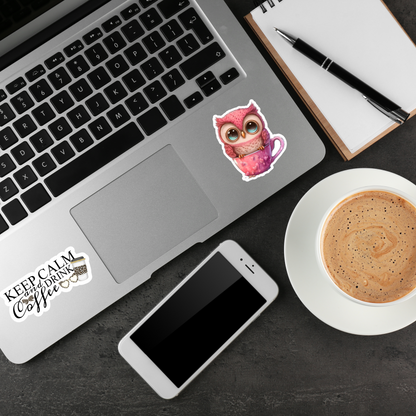 Cute Owl Coffee Sticker